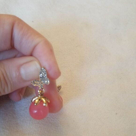 Butterfly dangle 14k plated earrings - Picture 7 of 10